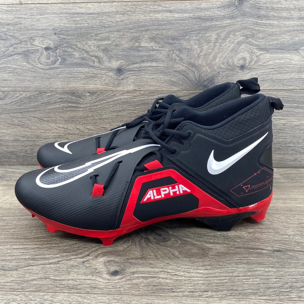 Nike Alpha Menace Pro 3 Football Cleats Mens 18 Black Red DM1788-003 Mid Top